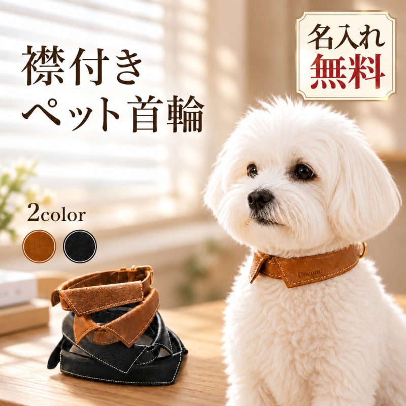 犬 首輪 名入れ無料 PUレザー 合皮 小型犬 犬用首輪 おしゃれ かわいい 名前入り 刻印 オーダーメイド ドッグカラー ペット首輪 つけ襟風 フォーマル サイズ調整 ベルトタイプ Dカン付き 散歩 お出かけ 写真撮影 誕生日 記念日 プレゼント